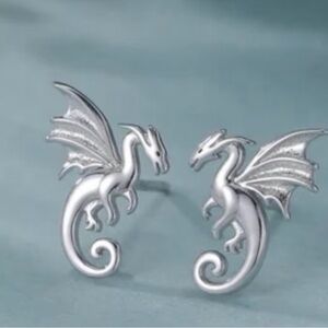 New Silver tone Dragon Earrings #201